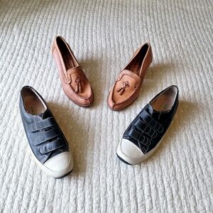 Via Spiga Navy Blue/White Leather Sneakers + Predictions Tassel Heels - Sz 7 Lot